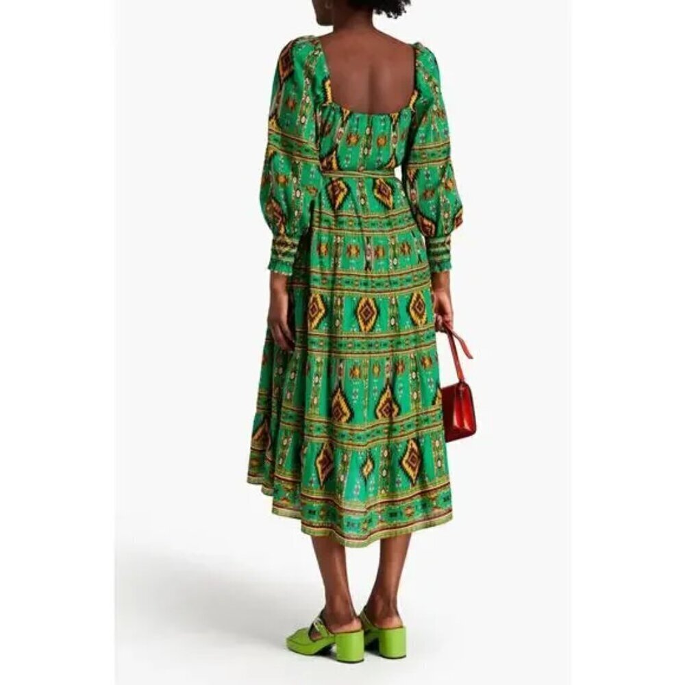Alice + Olivia Emerald Ikat Rowen Tiered Midi Dress - Picture 2 of 7
